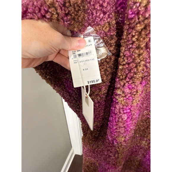 Good American Plaid Sherpa Long Shacket Coat NWT Oversized Cabincore Gorpcore - Picture 7 of 9